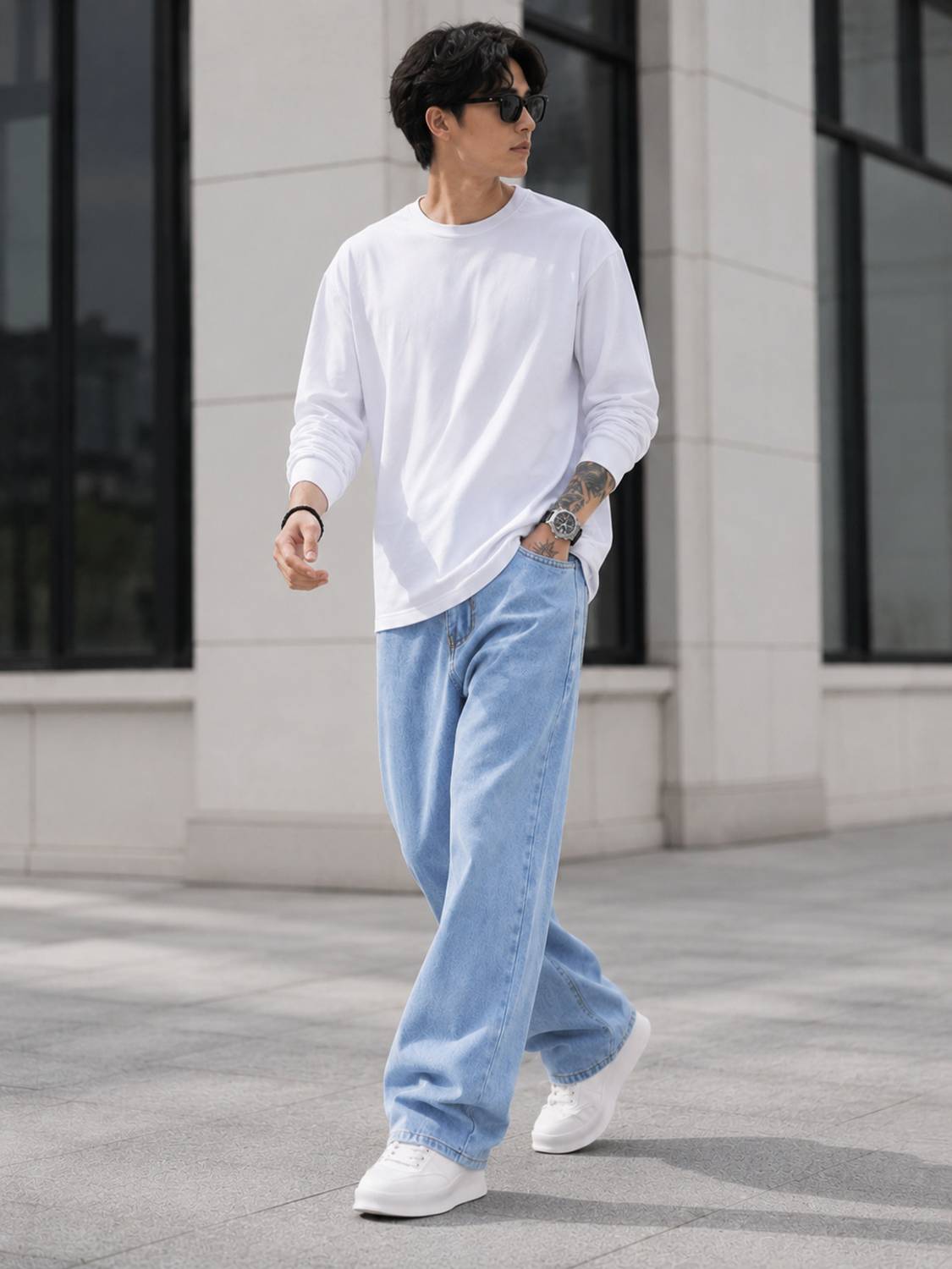 GARTEEN Loose Fit Men Light Blue Jeans - Image 3