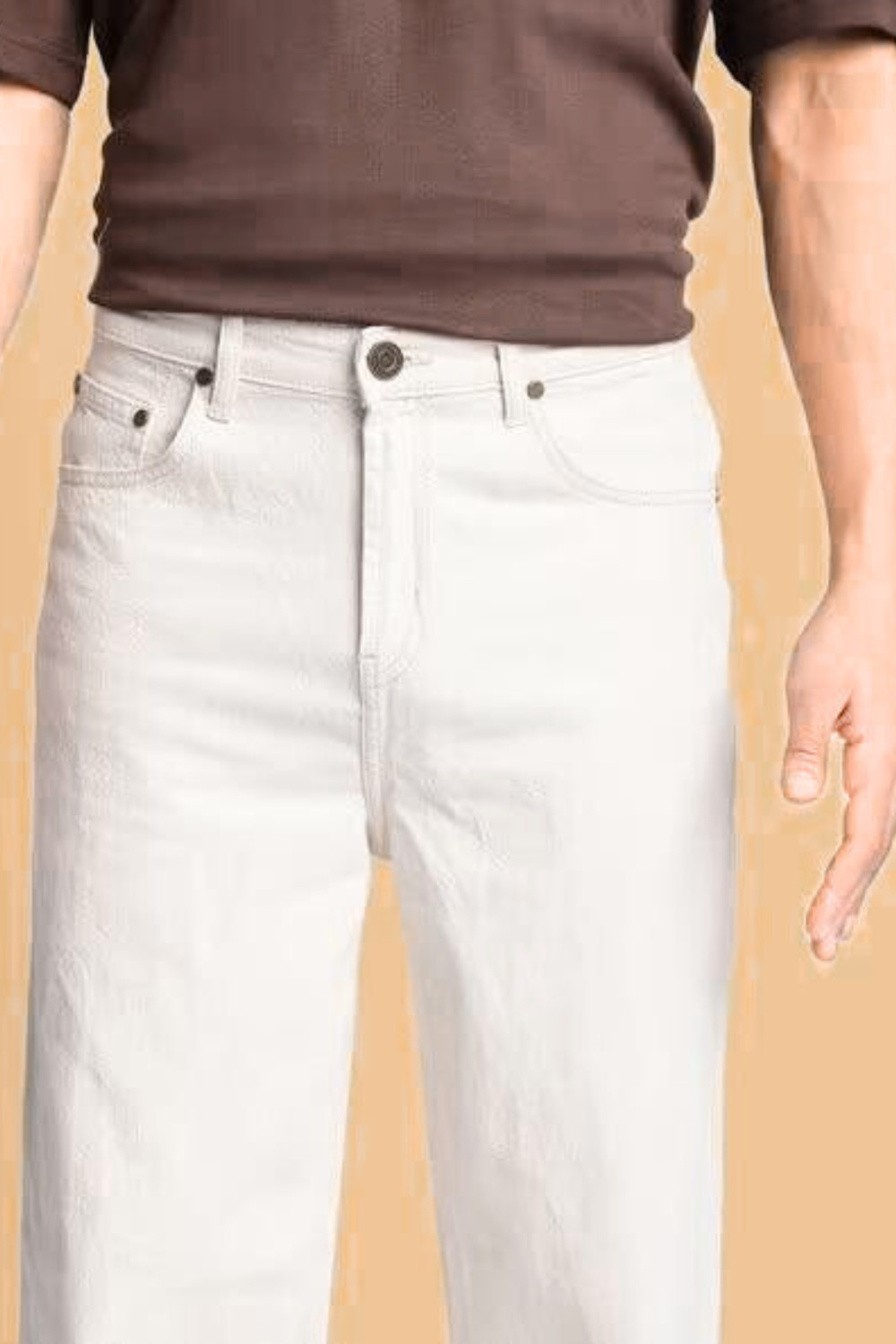 Image of M Q Relaxed Fit Men Beige Jeans
