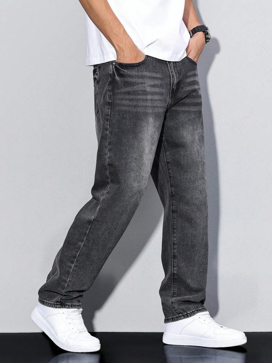 Image of DENIM LOOK Loose Fit Men Dark Grey Jeans