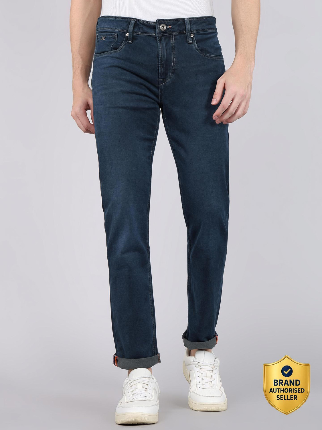 Image of KILLER Men Slim Mid Rise Dark Blue Jeans