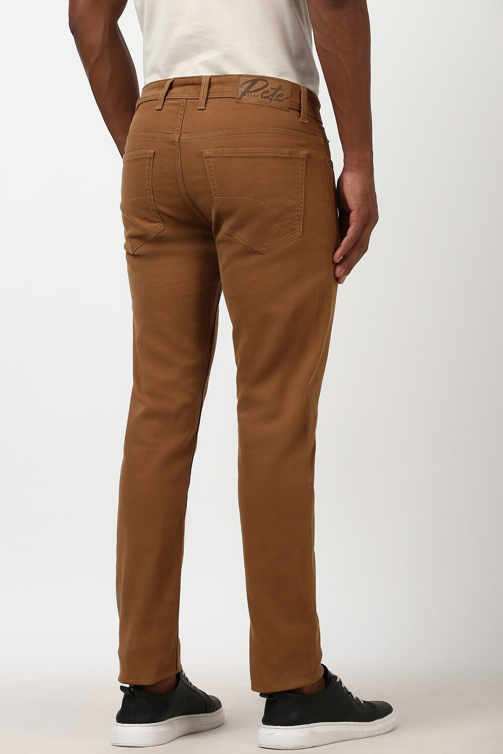 Image of PETER ENGLAND Men Slim Mid Rise Brown Jeans