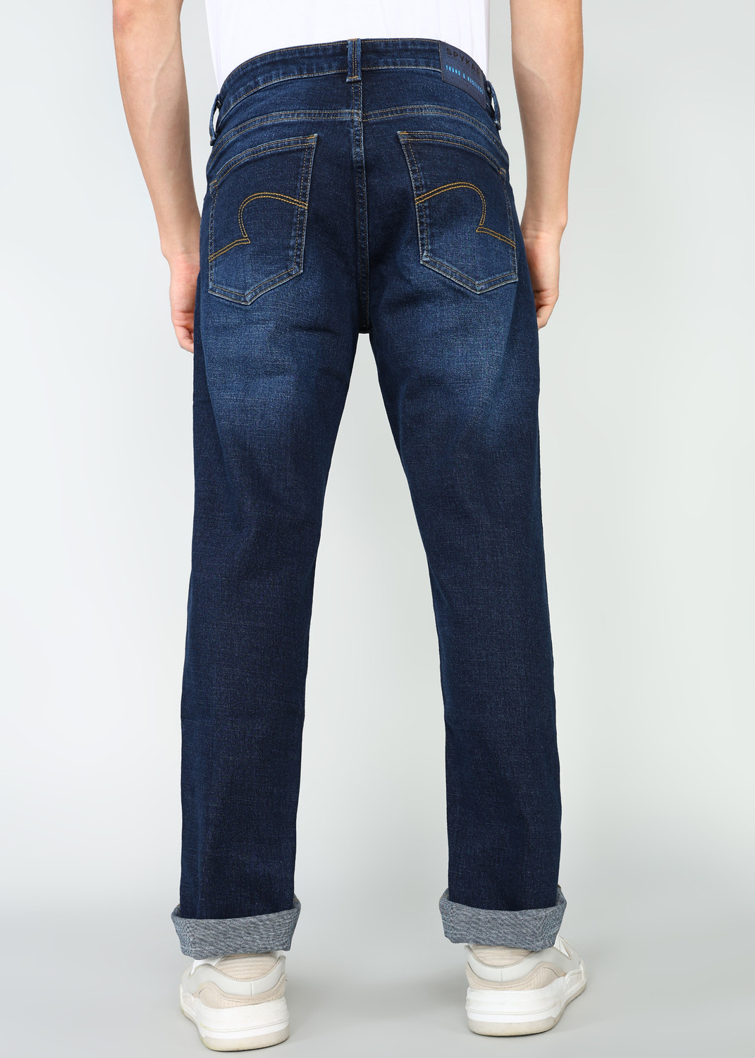 Image of Spykar Straight Fit Men Dark Blue Jeans