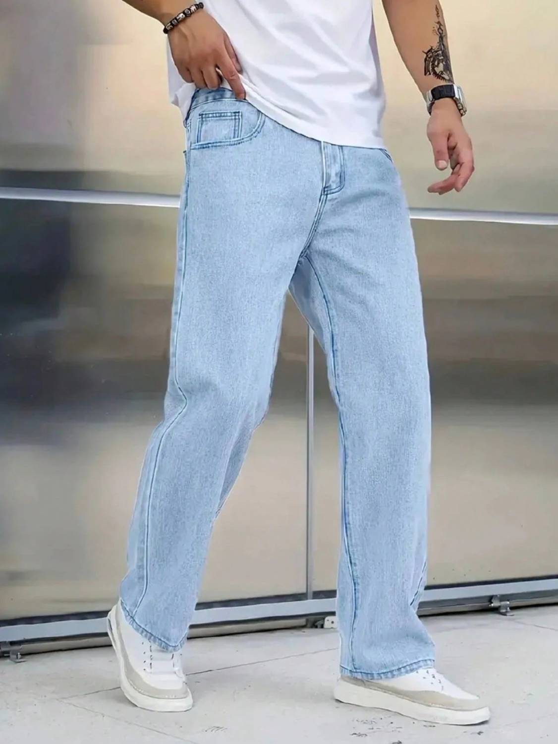 HEADSTER Men Light Blue Jeans Relaxed Fit - Image 3