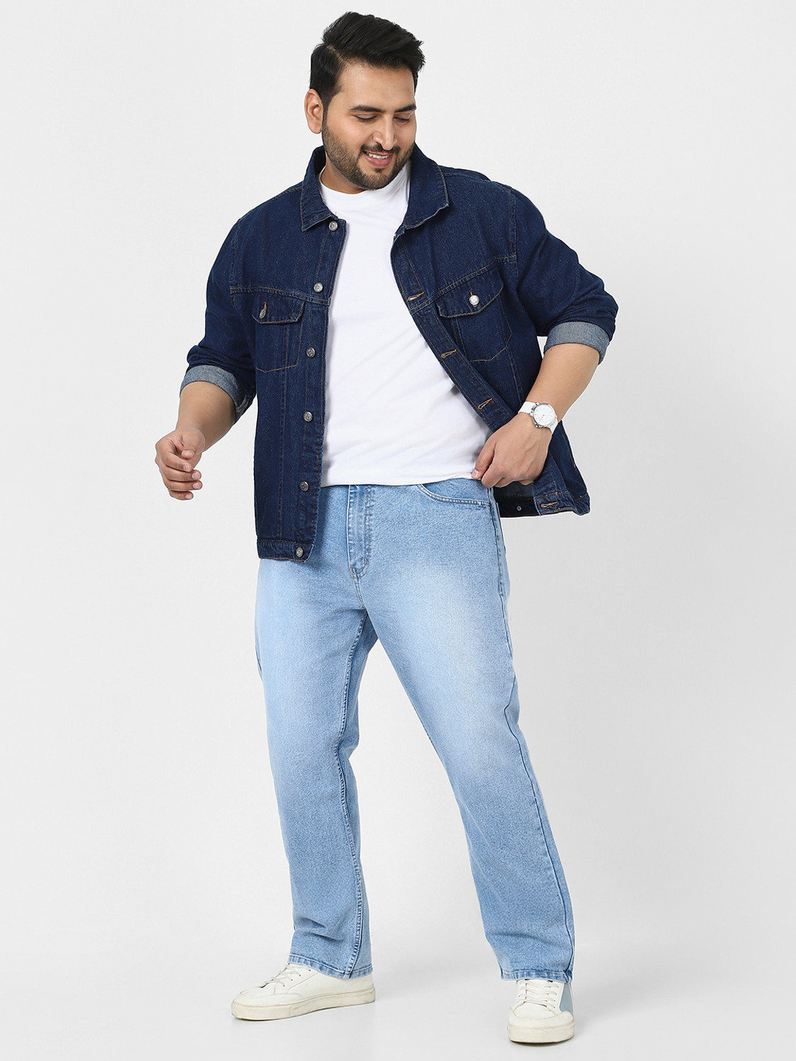 Image of Urbano Plus Straight Fit Men Light Blue Jeans