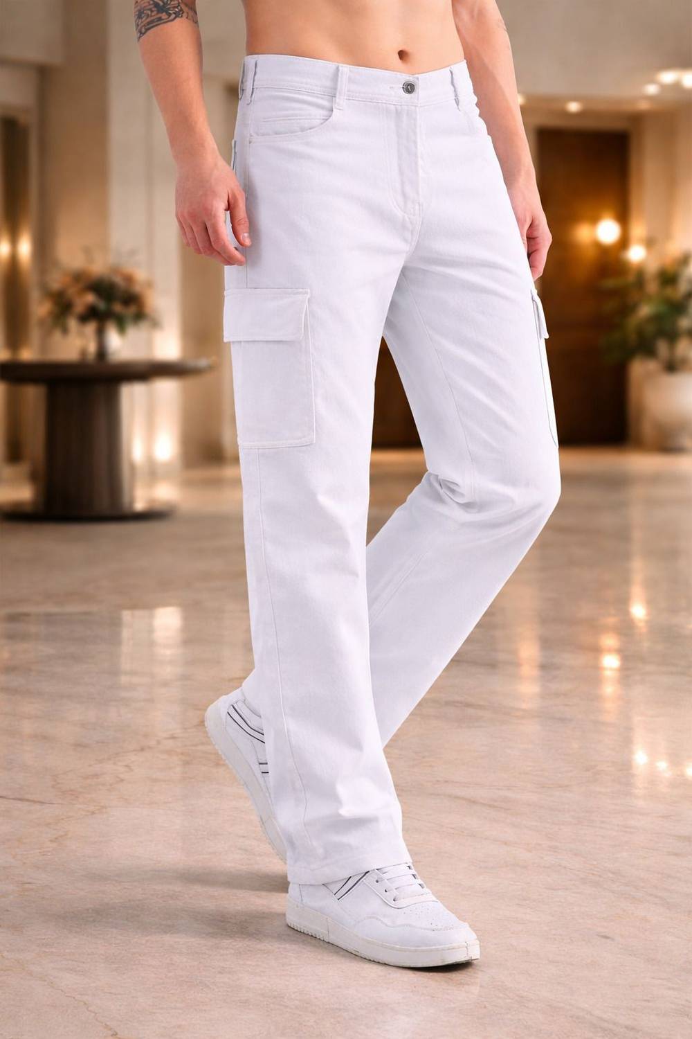 Denim Life Loose Fit Men White Jeans