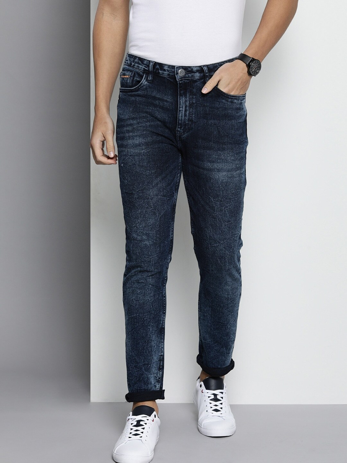 Image of The Indian Garage Co. Slim Men Blue Jeans