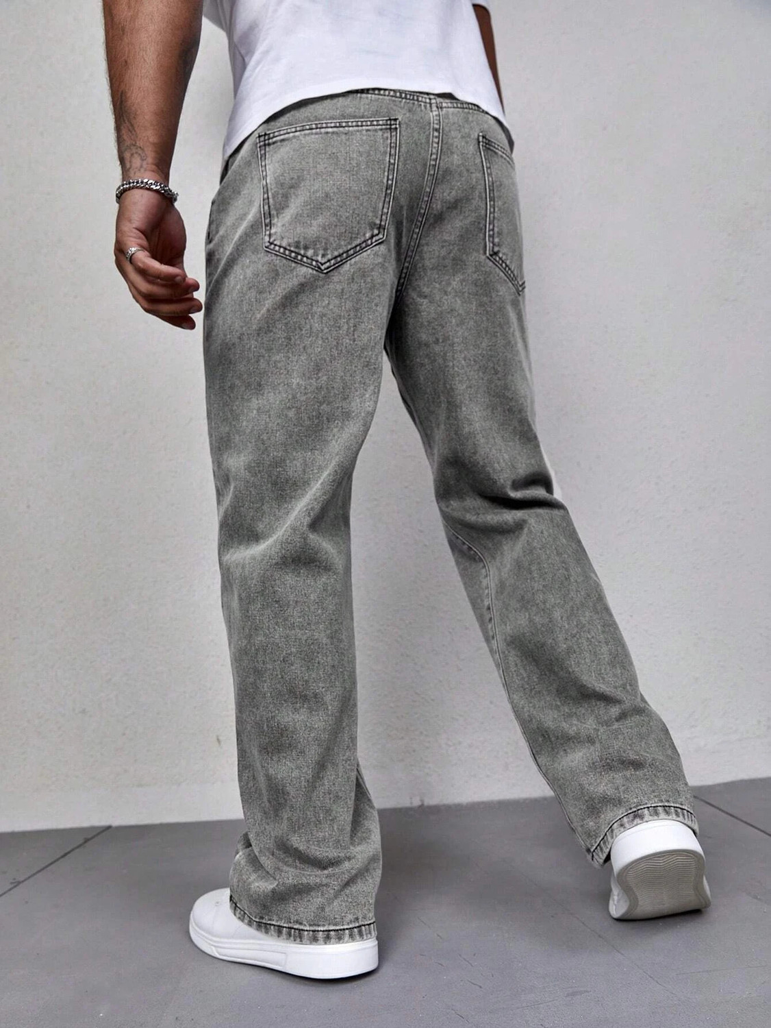 Image of MEIXN Loose Fit Men Grey Jeans