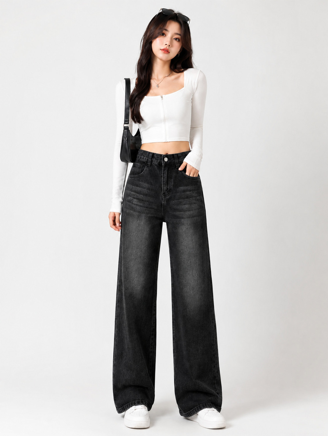 Image of ADIANADI Wide Leg Women Black Jeans