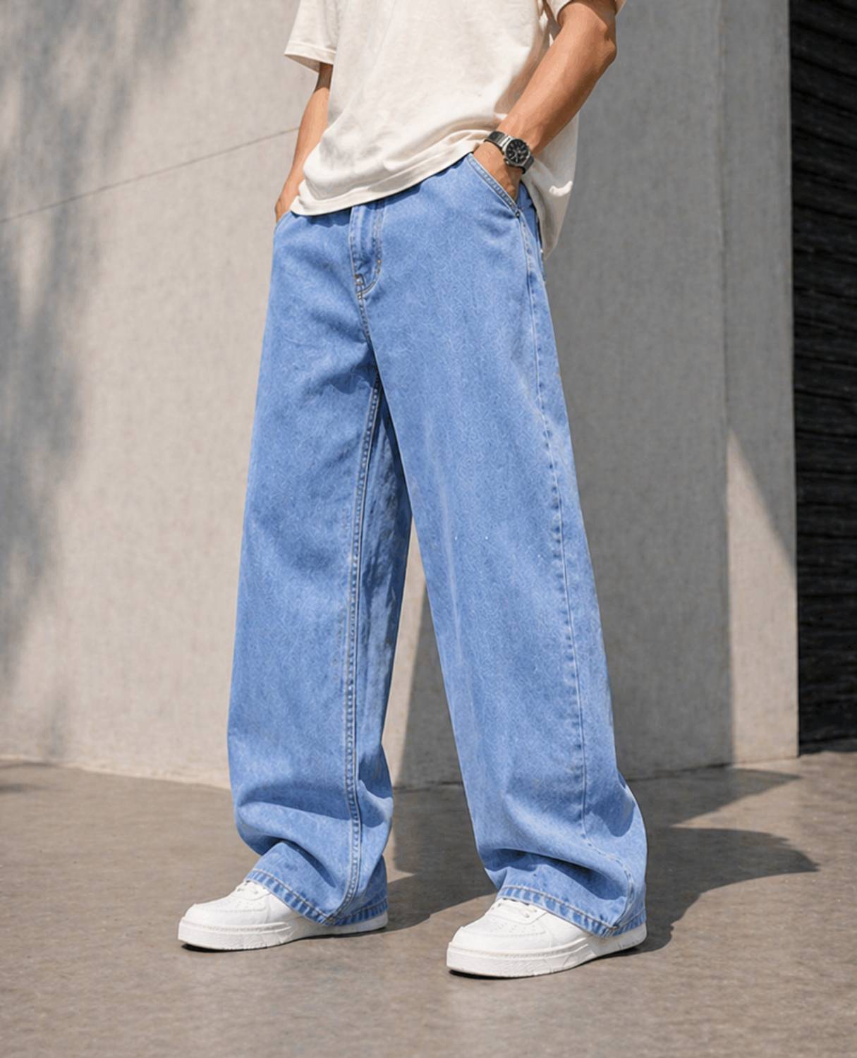 Yungistan Baggy Fit Men Light Blue Jeans - Image 1