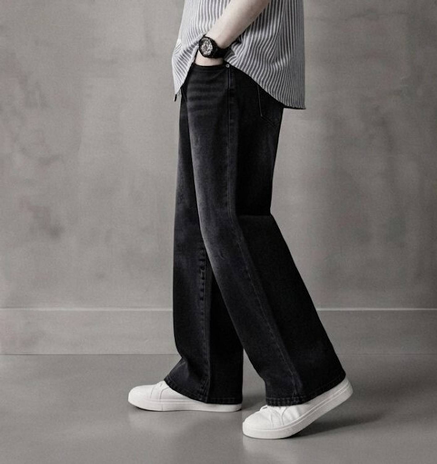 stichstory Straight Fit Black Jeans - Image 3