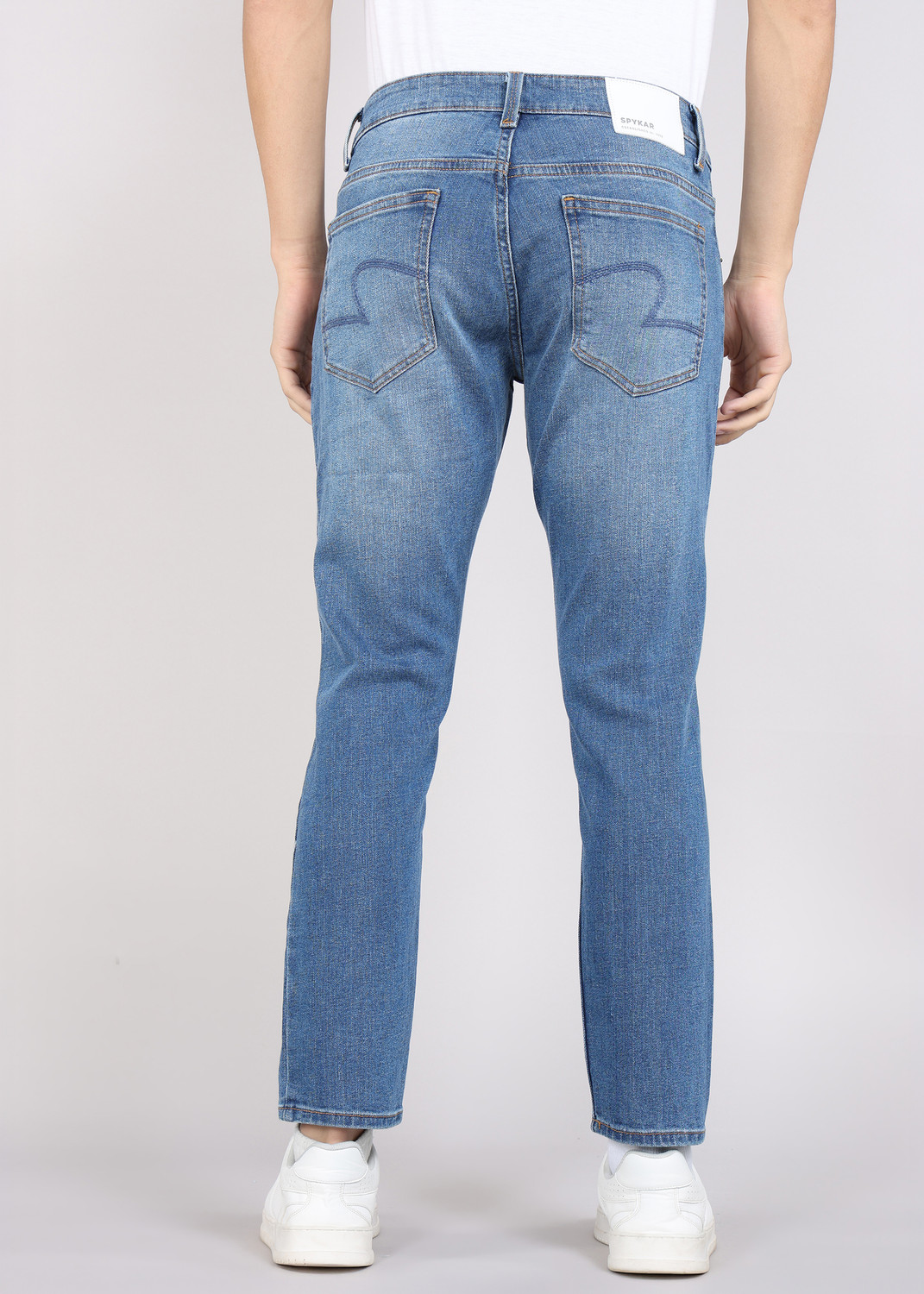 Image of Spykar Men Slim Mid Rise Light Blue Jeans