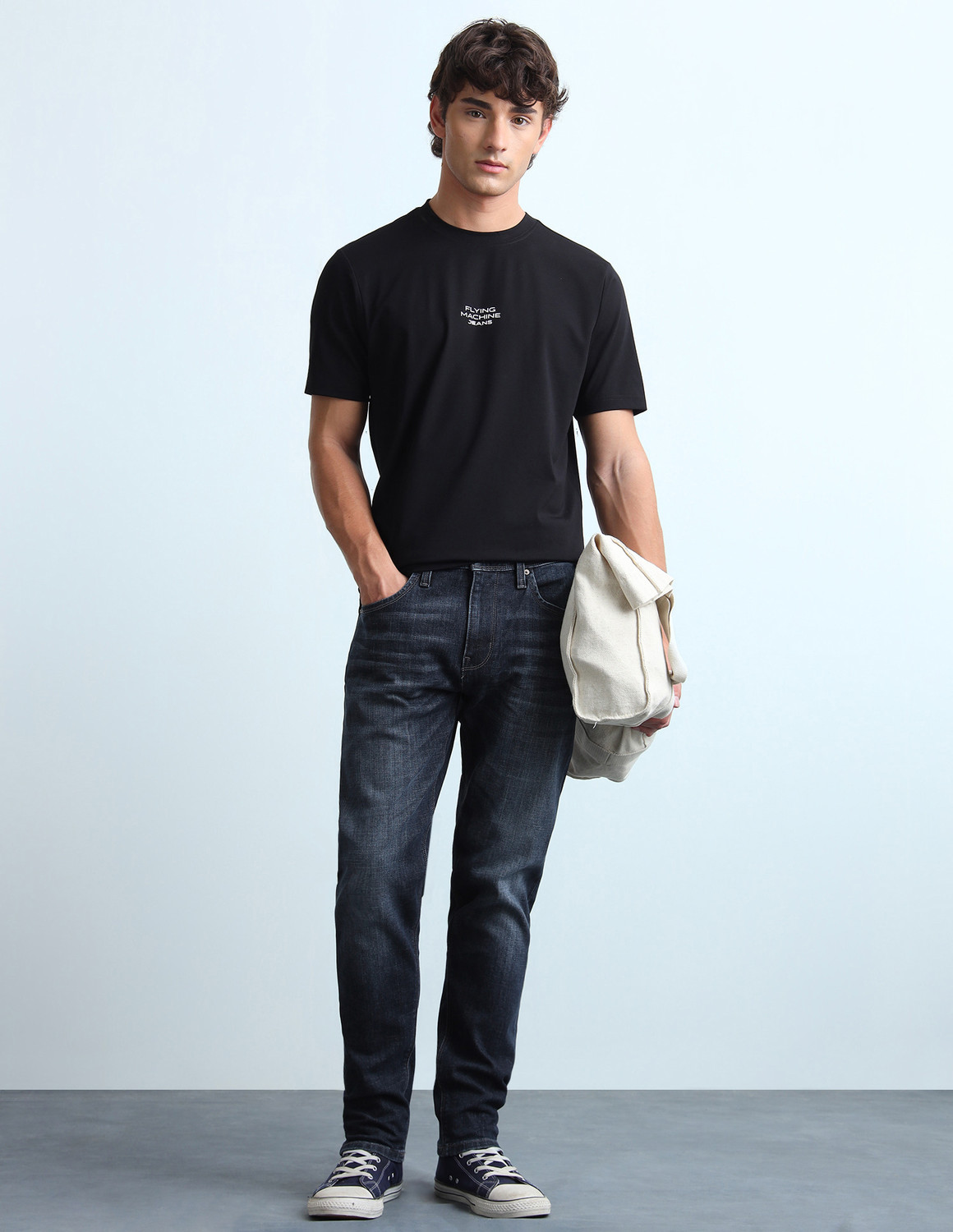 Image of FLYING MACHINE Tapered Fit Men Blue Jeans