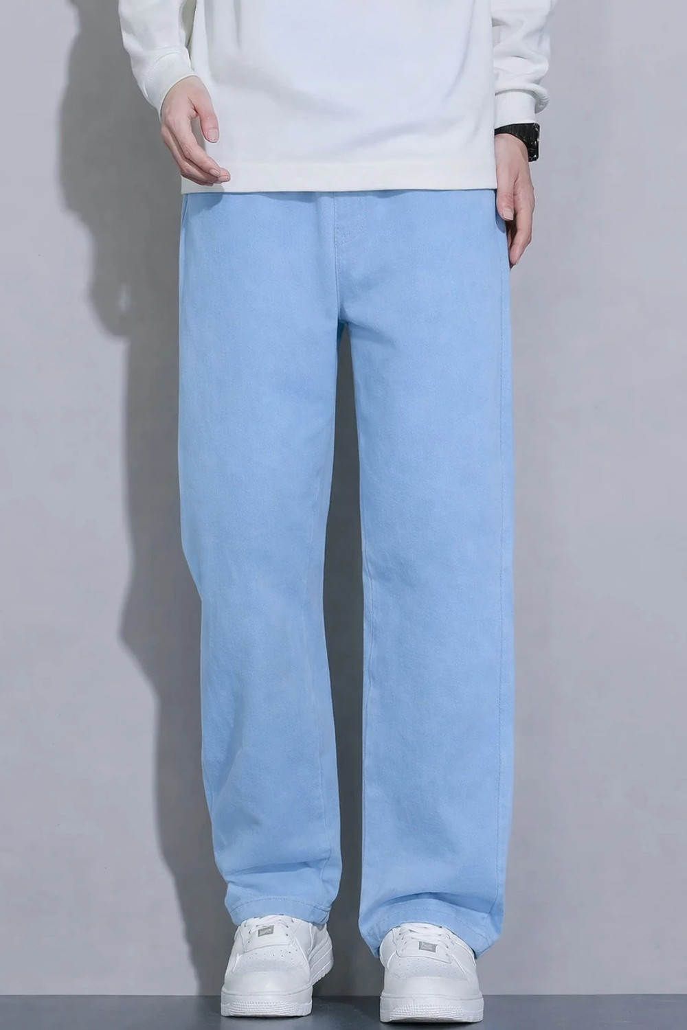 Image of HANGERHOOD Straight Fit Men Light Blue Jeans