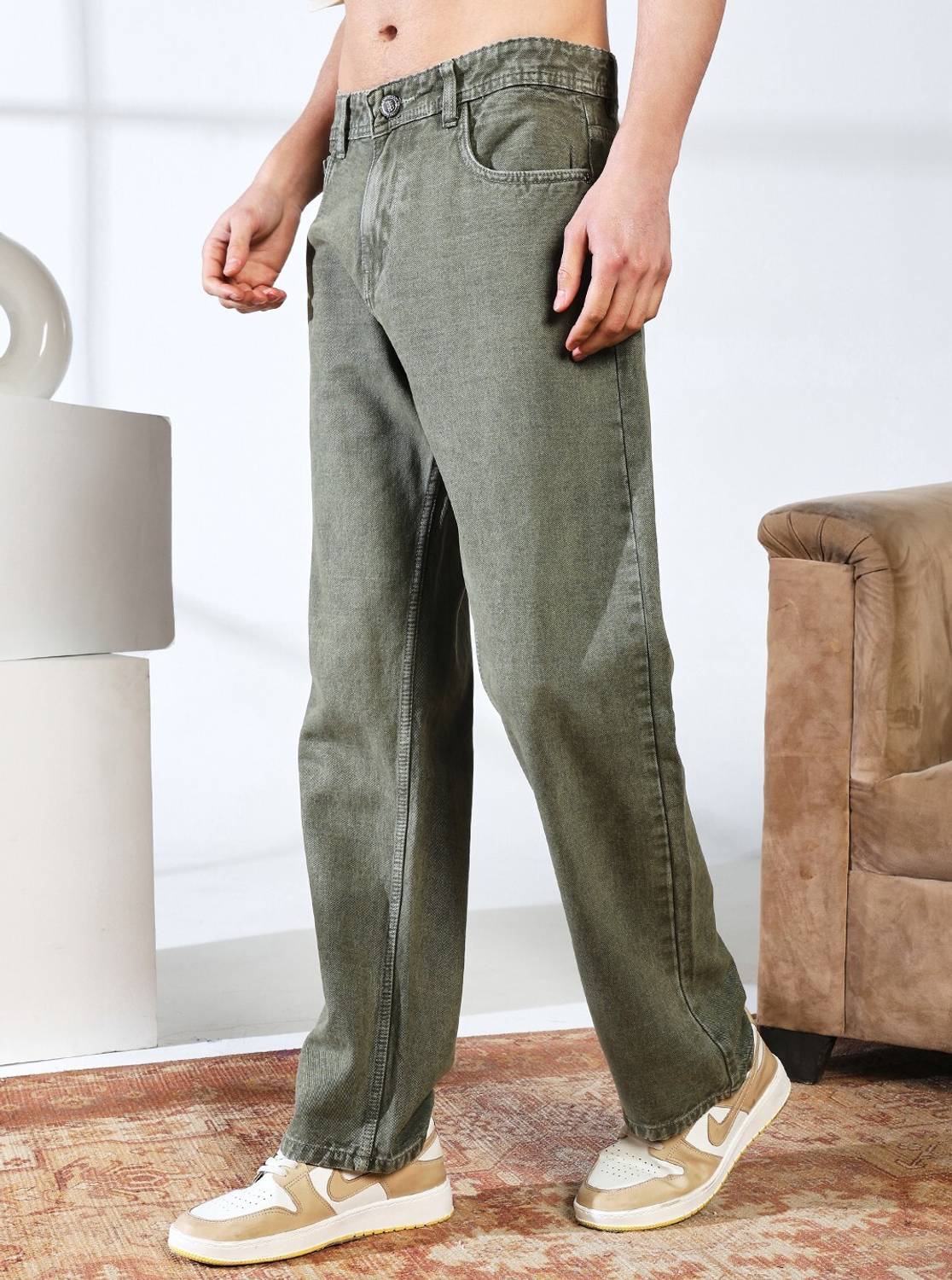 DENIM LOOK Loose Fit Men Green Jeans - Image 1