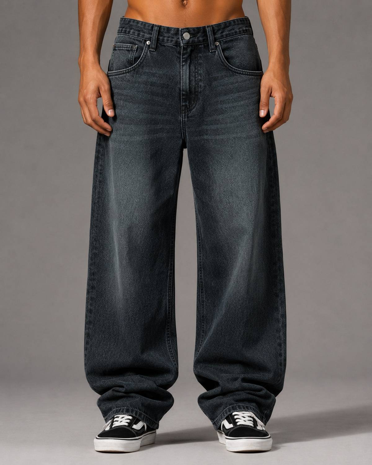 sanedi Baggy Fit Black Jeans