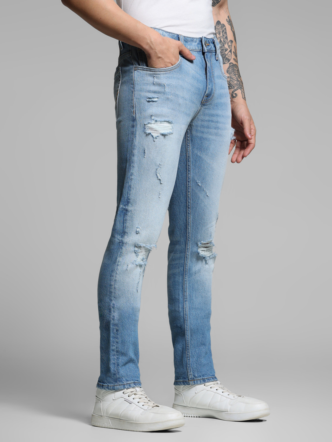 Image of JACK & JONES Slim Men Light Blue Jeans
