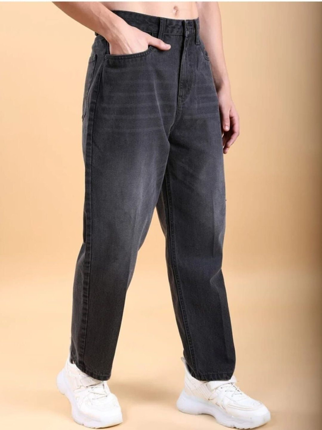 Image of HERE&NOW Relaxed Fit Men Black Jeans