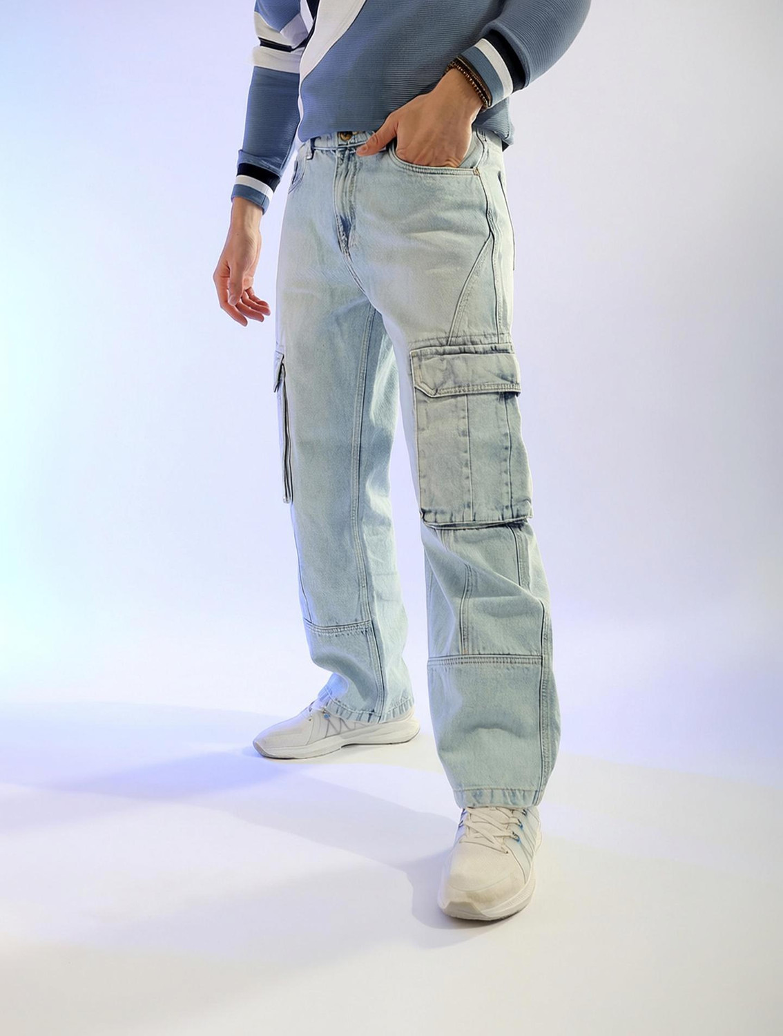 Image of The Indian Garage Co. Relaxed Fit Men Light Blue Jeans