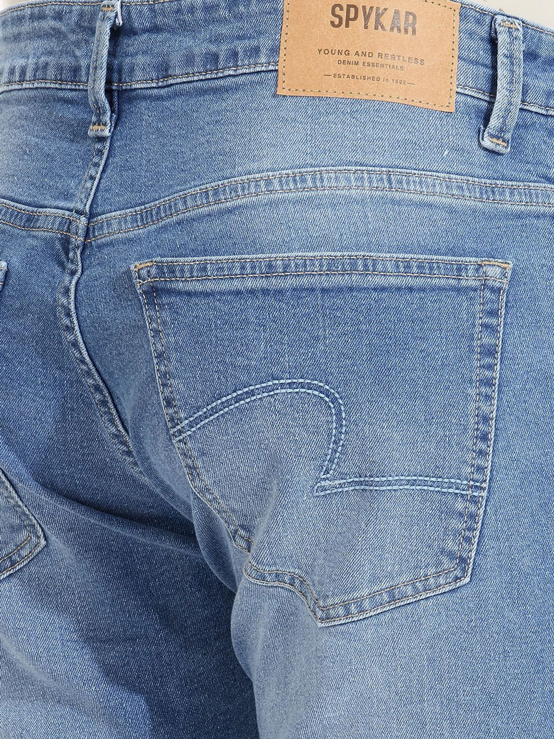 Image of Spykar Men Regular Mid Rise Blue Jeans