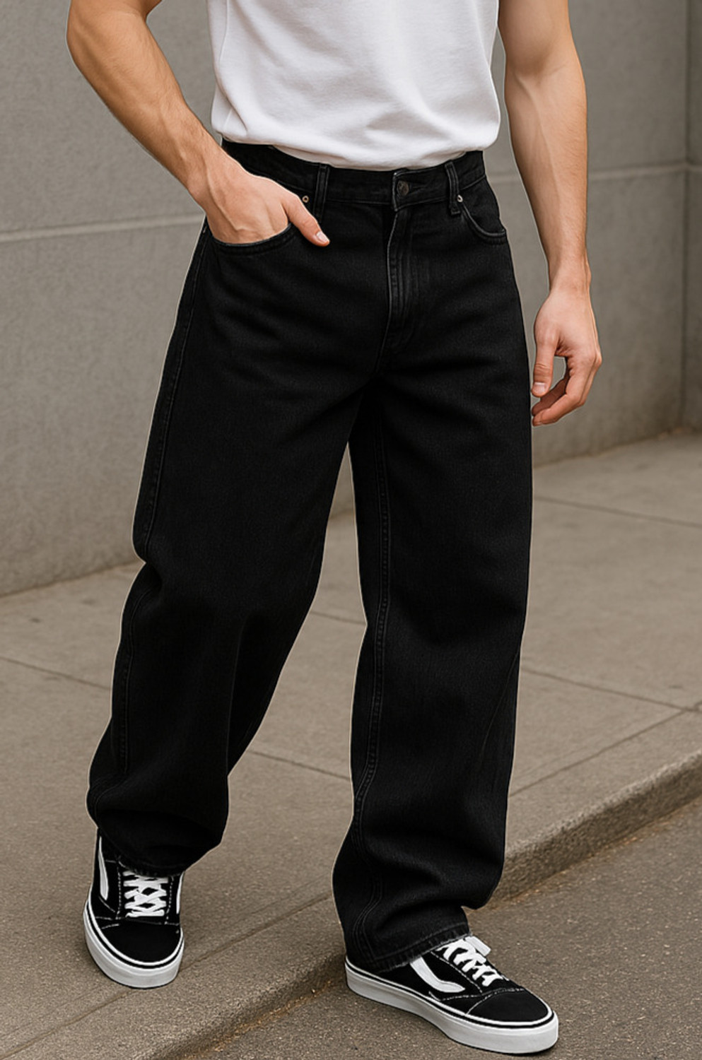 Image of Denim Hawk Loose Fit Men Black Jeans