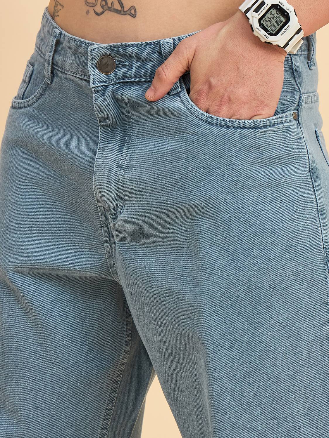 STUDIO NEXX Loose Fit Men Light Blue Jeans - Image 4