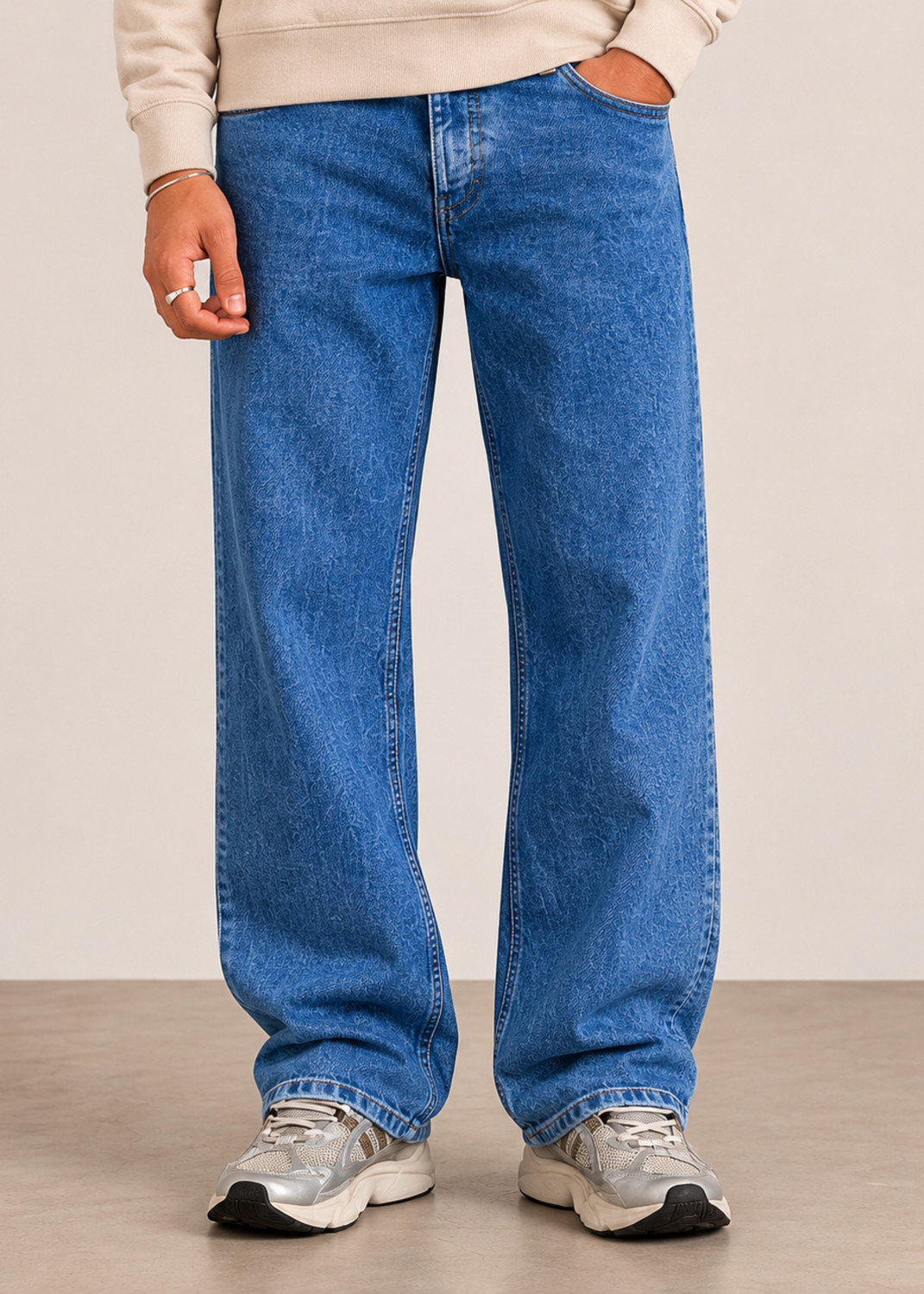 Image of Freakins Baggy Fit Men Blue Jeans