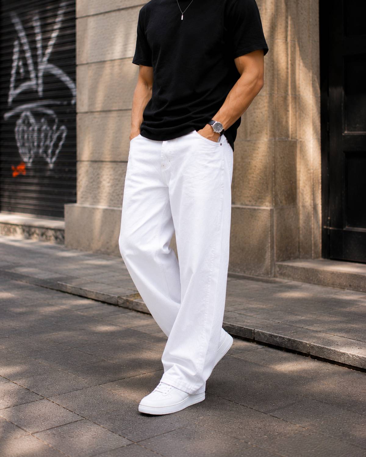 Denim Life Loose Fit Men White Jeans - Image 1