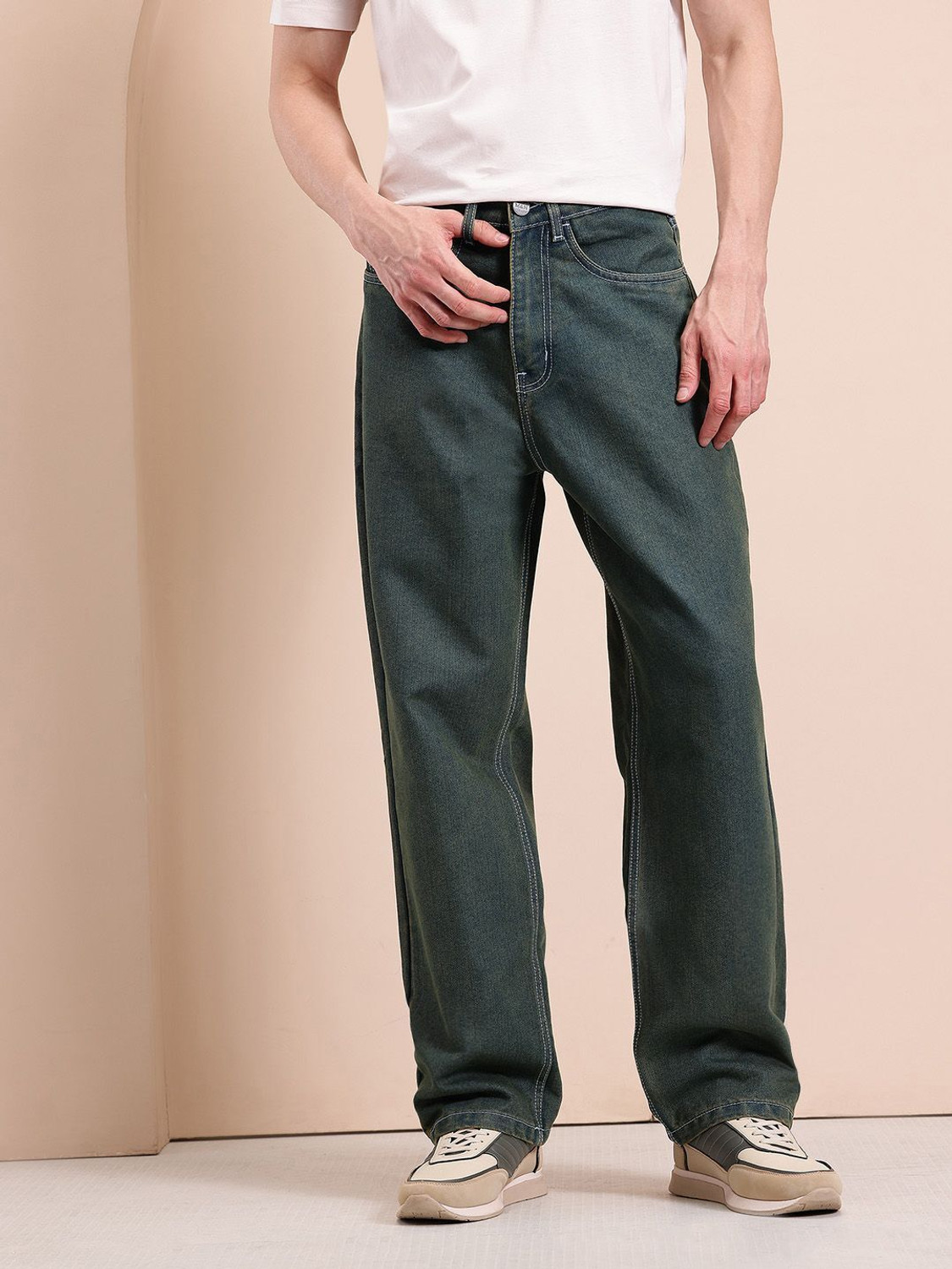 Image of Mast & Harbour Relaxed Fit Men Blue Jeans