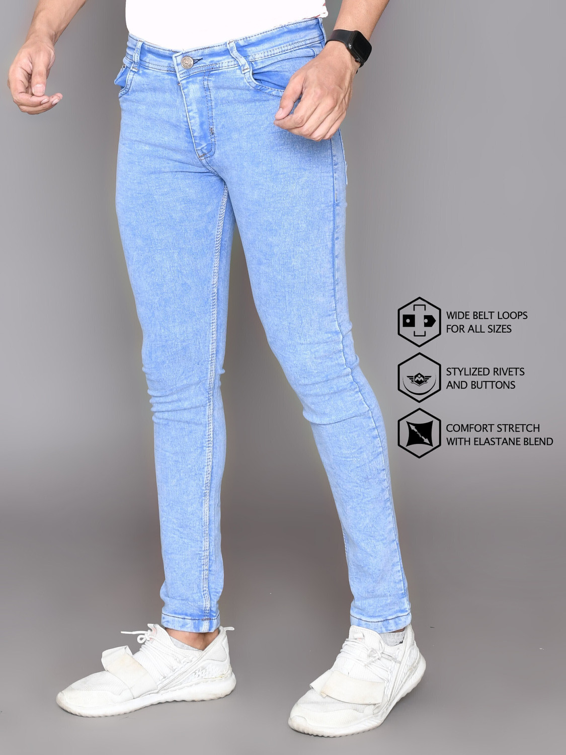 Image of Lzard Slim Men Light Blue Jeans