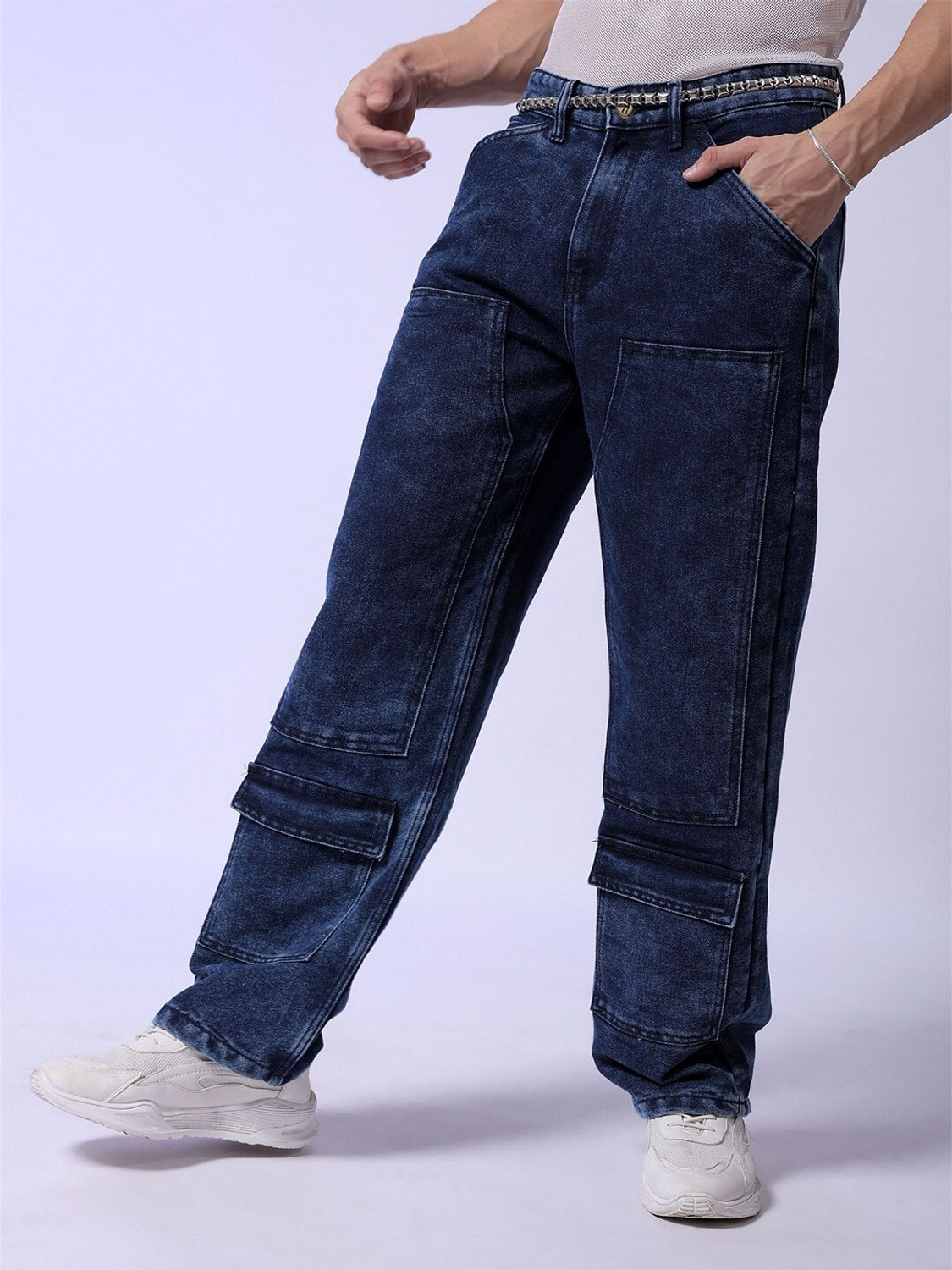Image of The Indian Garage Co. Relaxed Fit Men Blue Jeans