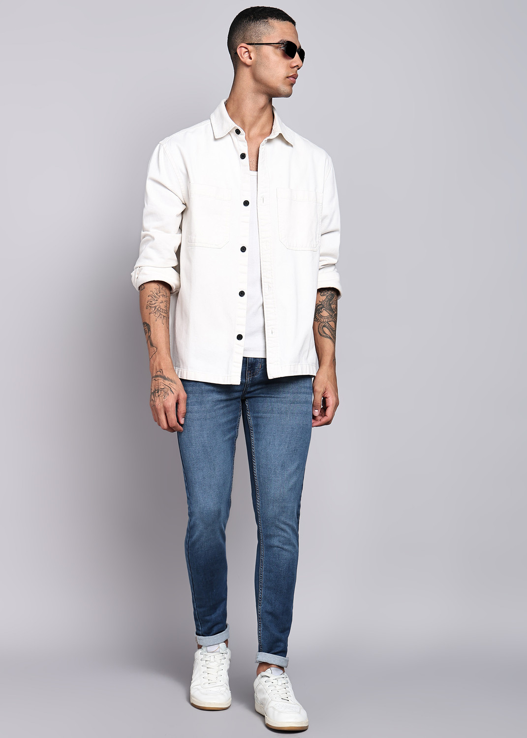 Image of FLYING MACHINE Skinny Men Dark Blue Jeans