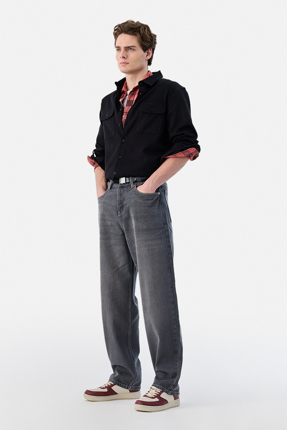 Image of Snitch Loose Fit Men Grey Jeans