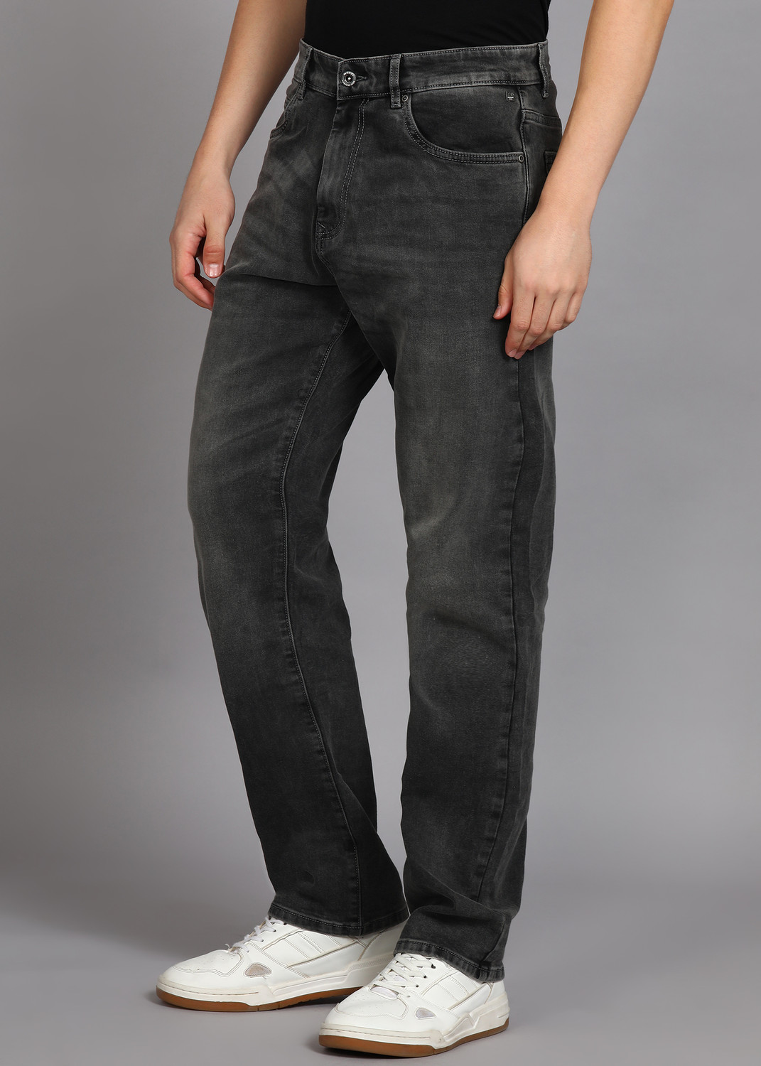 Image of MUFTI Straight Fit Men Black Jeans