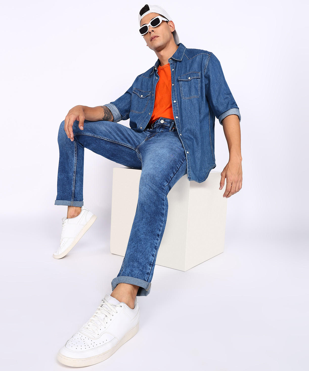 Image of FLYING MACHINE Slim Men Blue Jeans