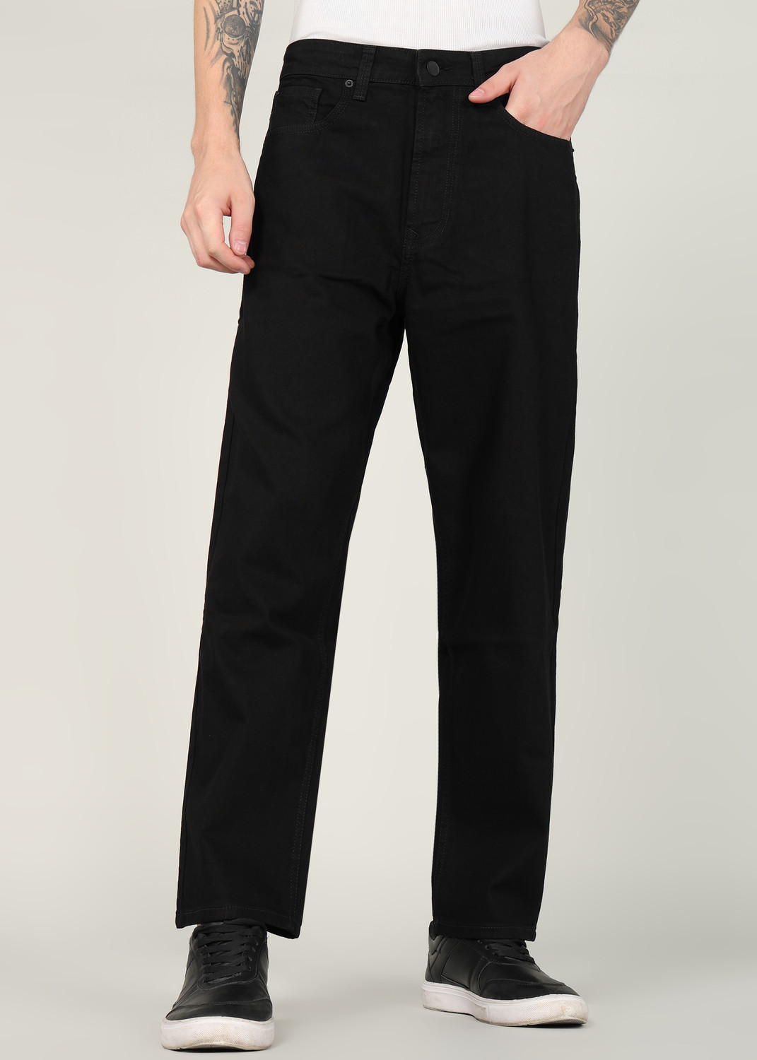 Image of Spykar Loose Fit Men Black Jeans