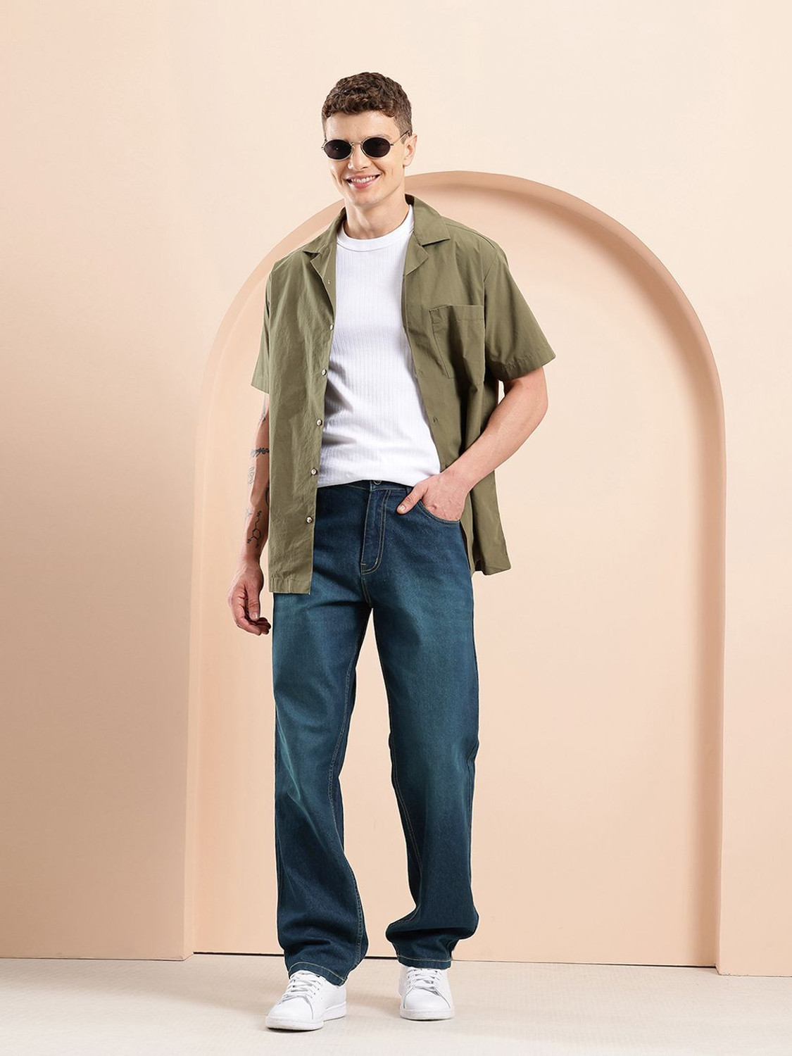 Image of Mast & Harbour Straight Fit Men Blue Jeans