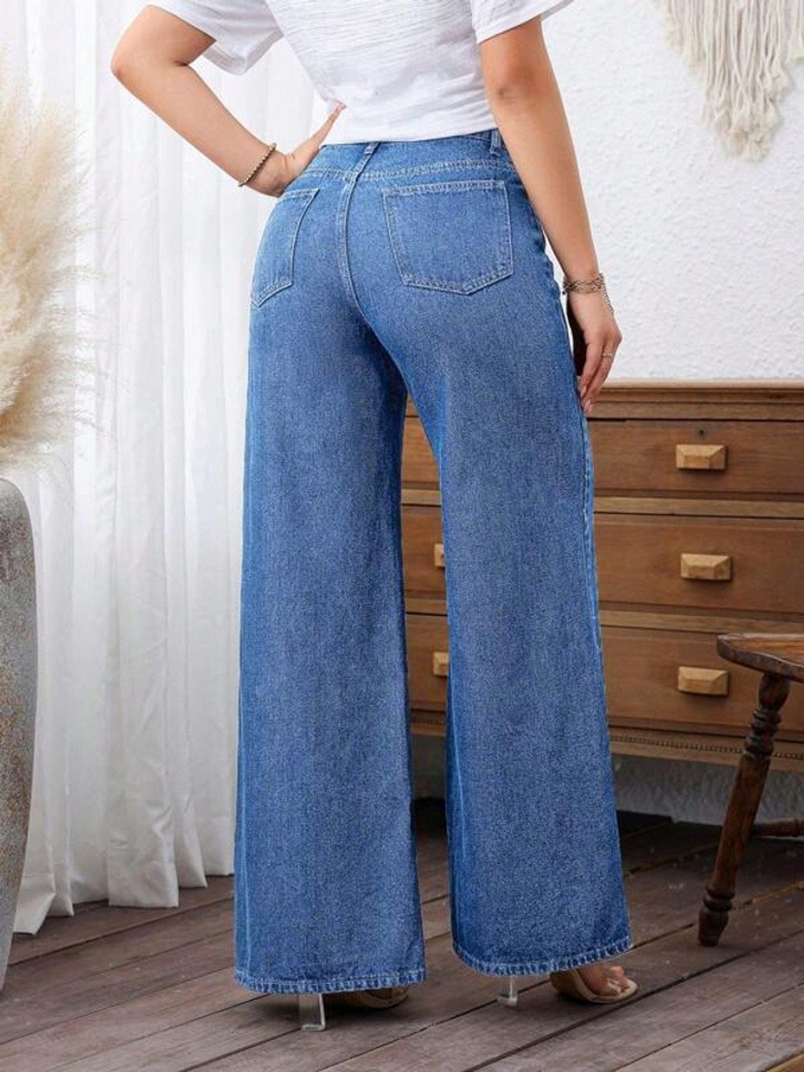 Image of Glossia Loose Fit Women Blue Jeans