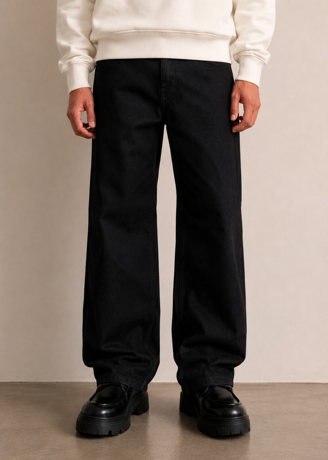 Image of Freakins Baggy Fit Men Black Jeans