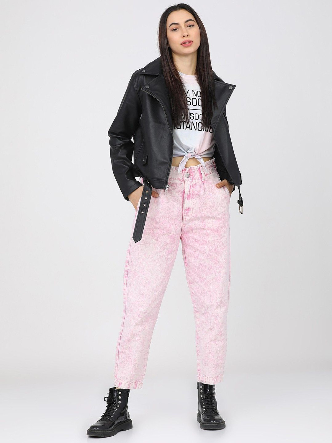 Image of Tokyo Talkies Mom Fit Women Pink Jeans