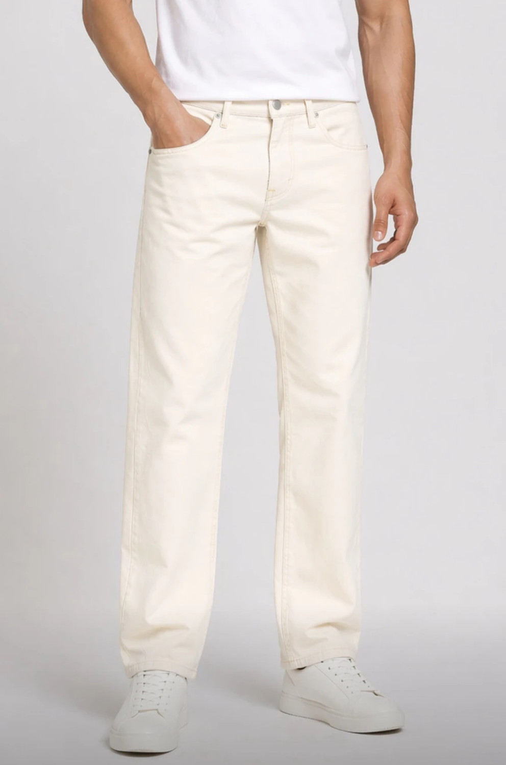 Image of PERISFASHION Straight Fit Men Beige Jeans