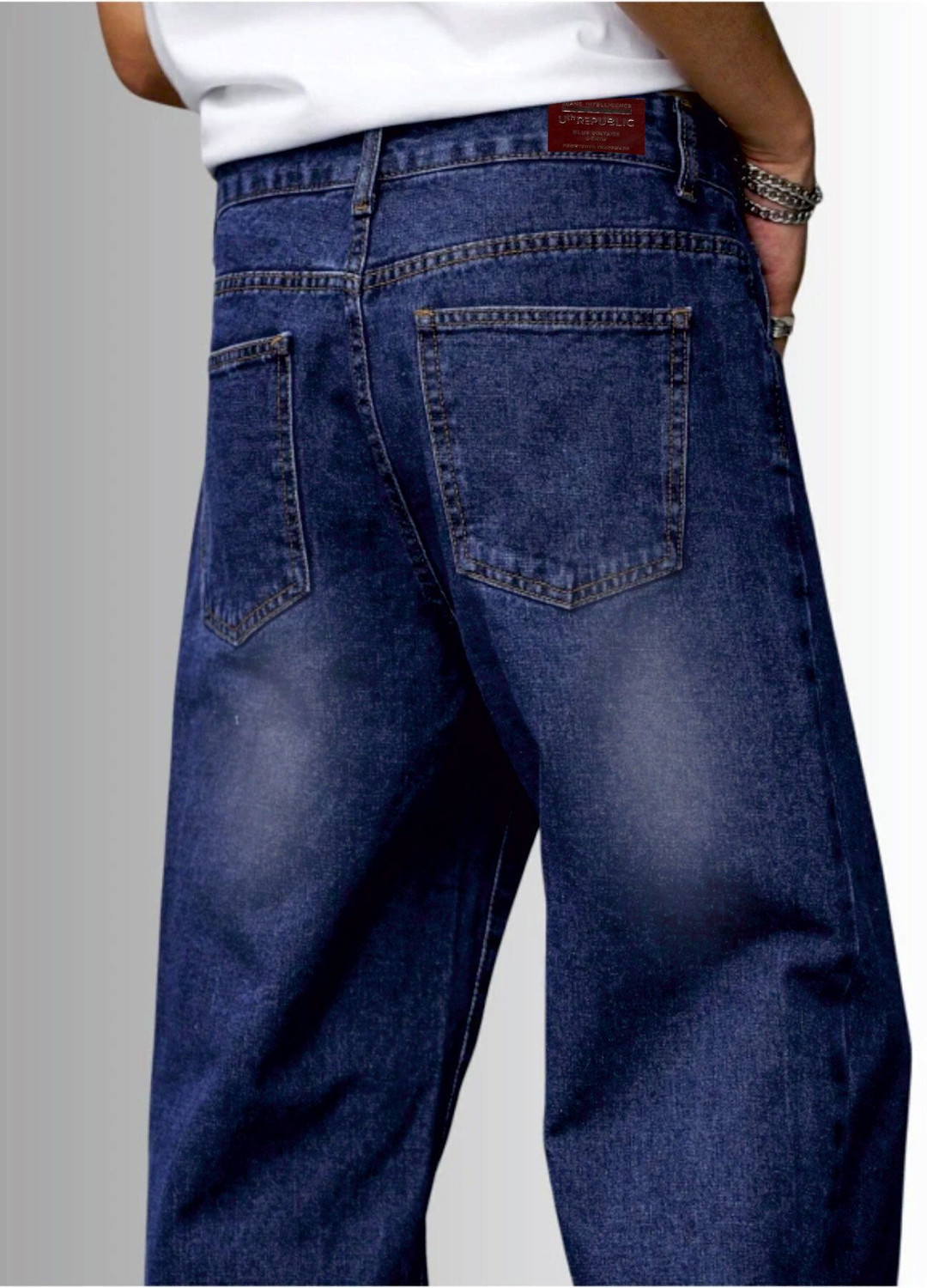 Image of uth republic Loose Fit Men Dark Blue Jeans