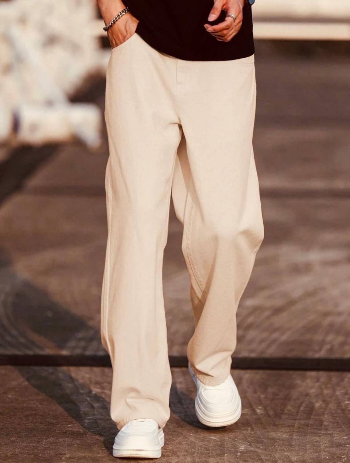 DASHING Loose Fit Men Beige Jeans - Image 3