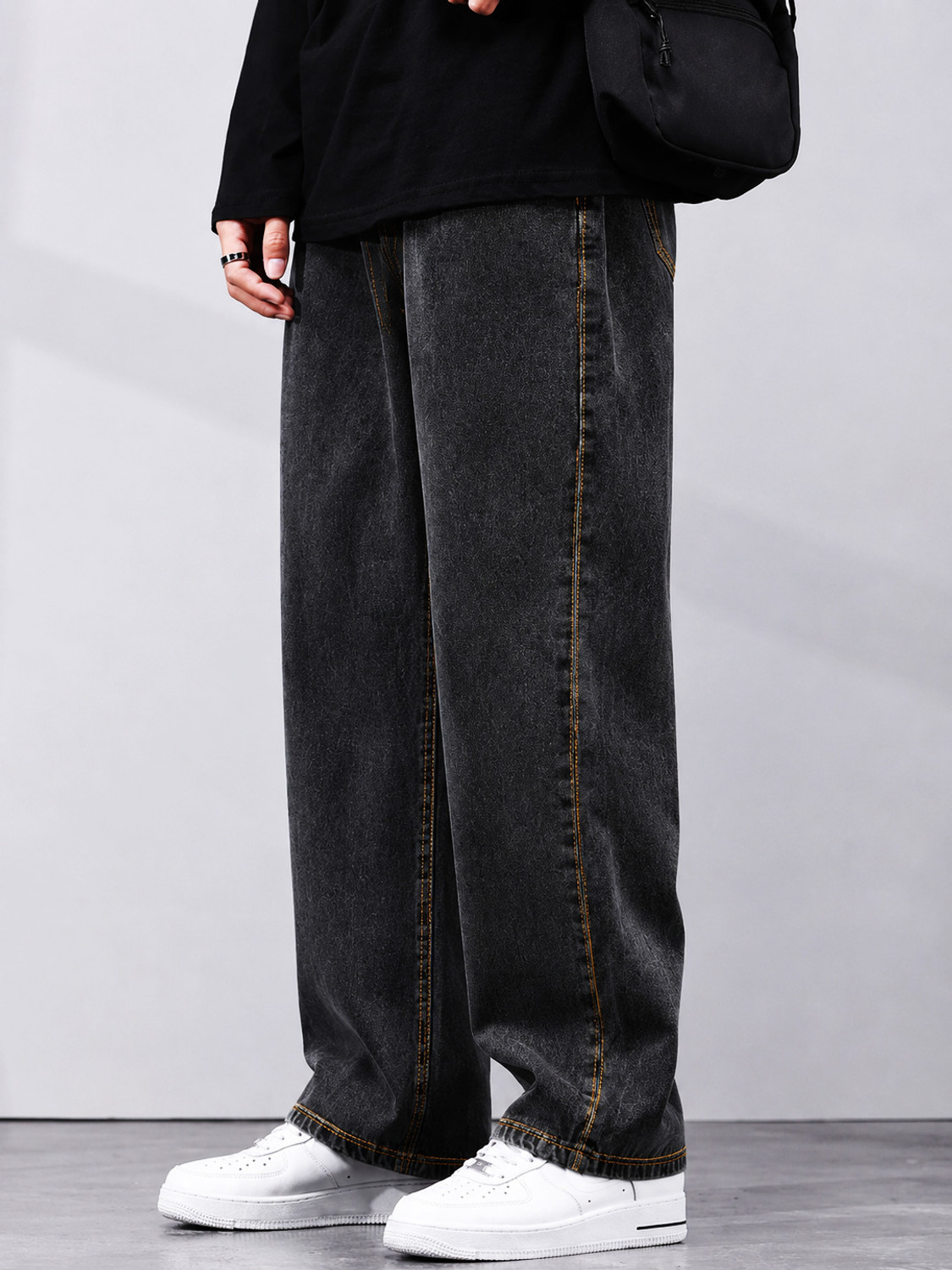 Image of DENIM LOOK Loose Fit Men Dark Grey Jeans