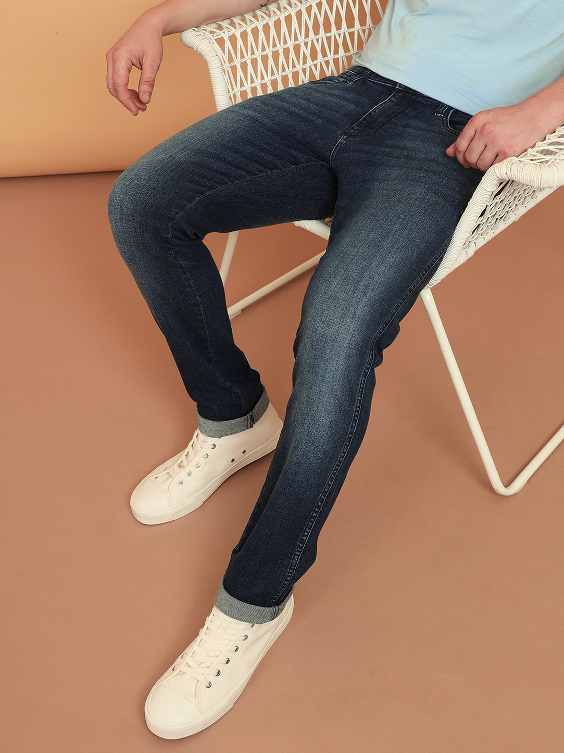 Image of Wrangler Slim Men Dark Blue Jeans