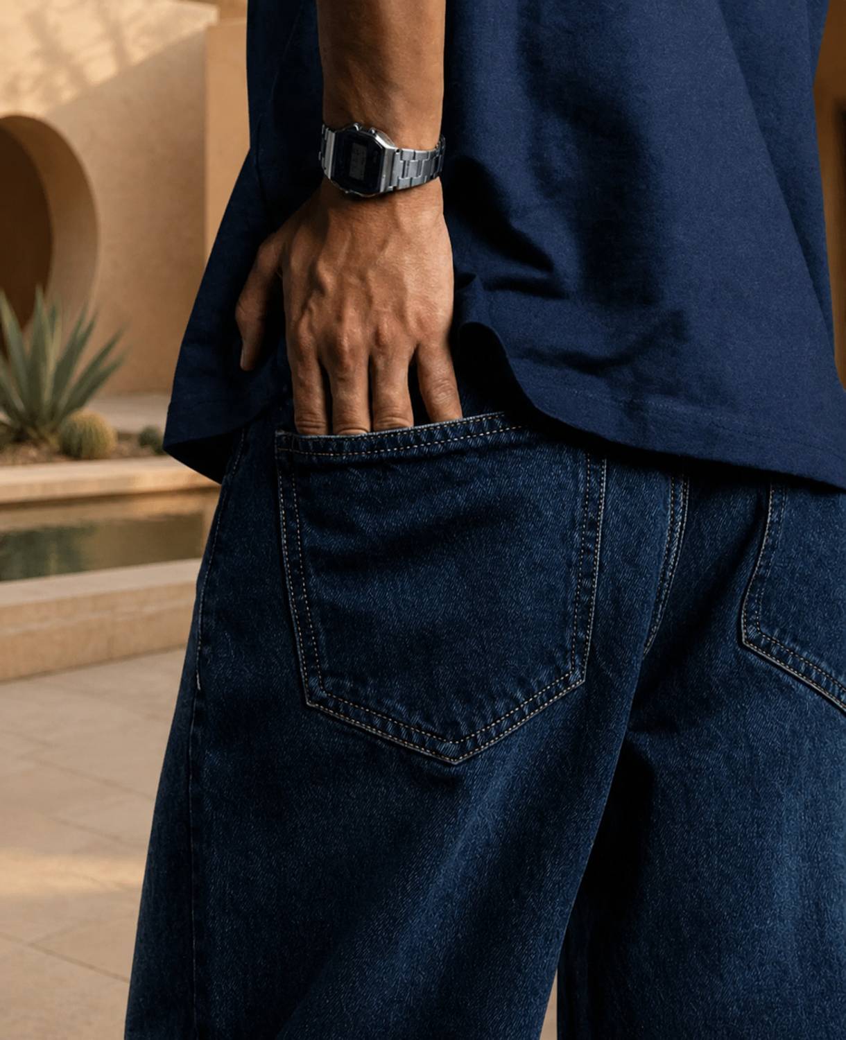 Playfeel Baggy Fit Men Dark Blue Jeans - Image 4