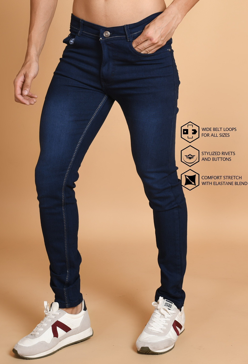 Image of Lzard Slim Men Dark Blue Jeans