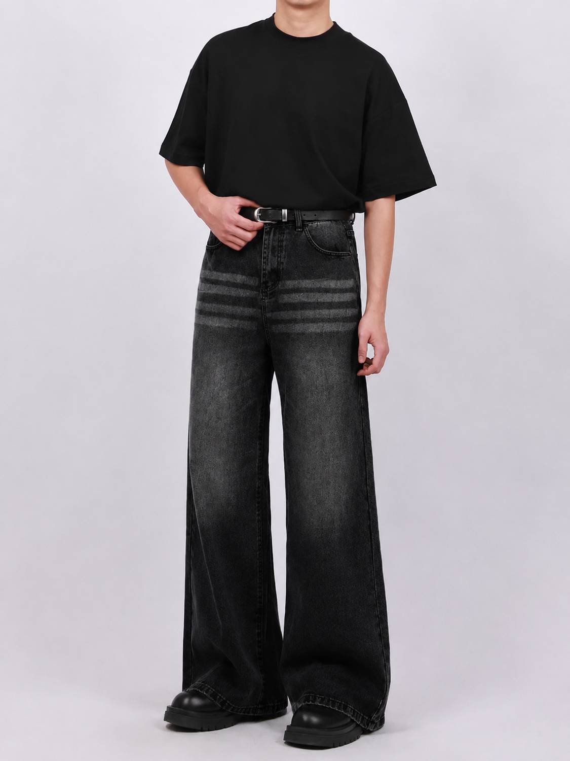 KOTTY Wide Leg Black Jeans