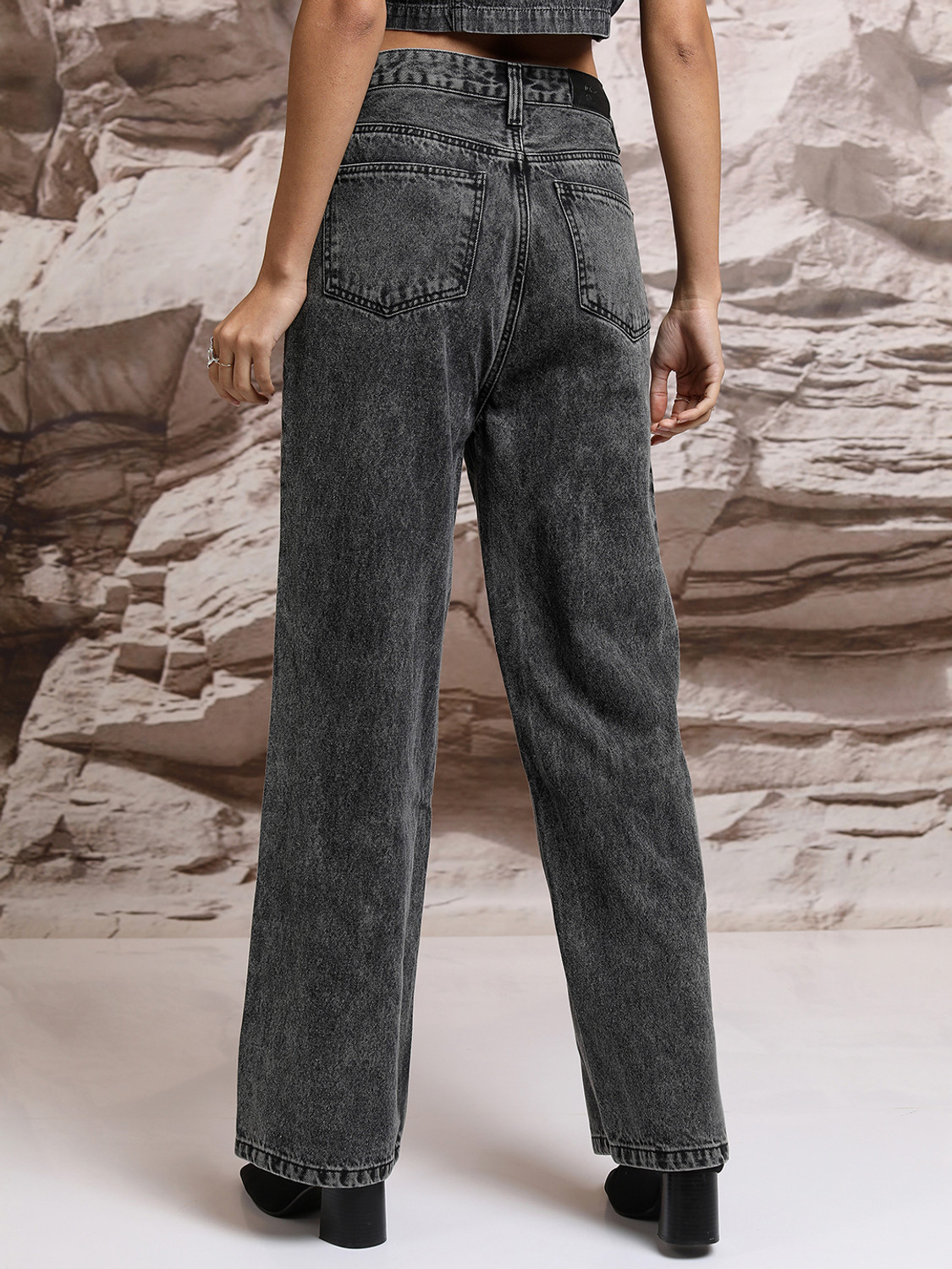 Image of Tokyo Talkies Straight Fit Women Dark Grey Jeans