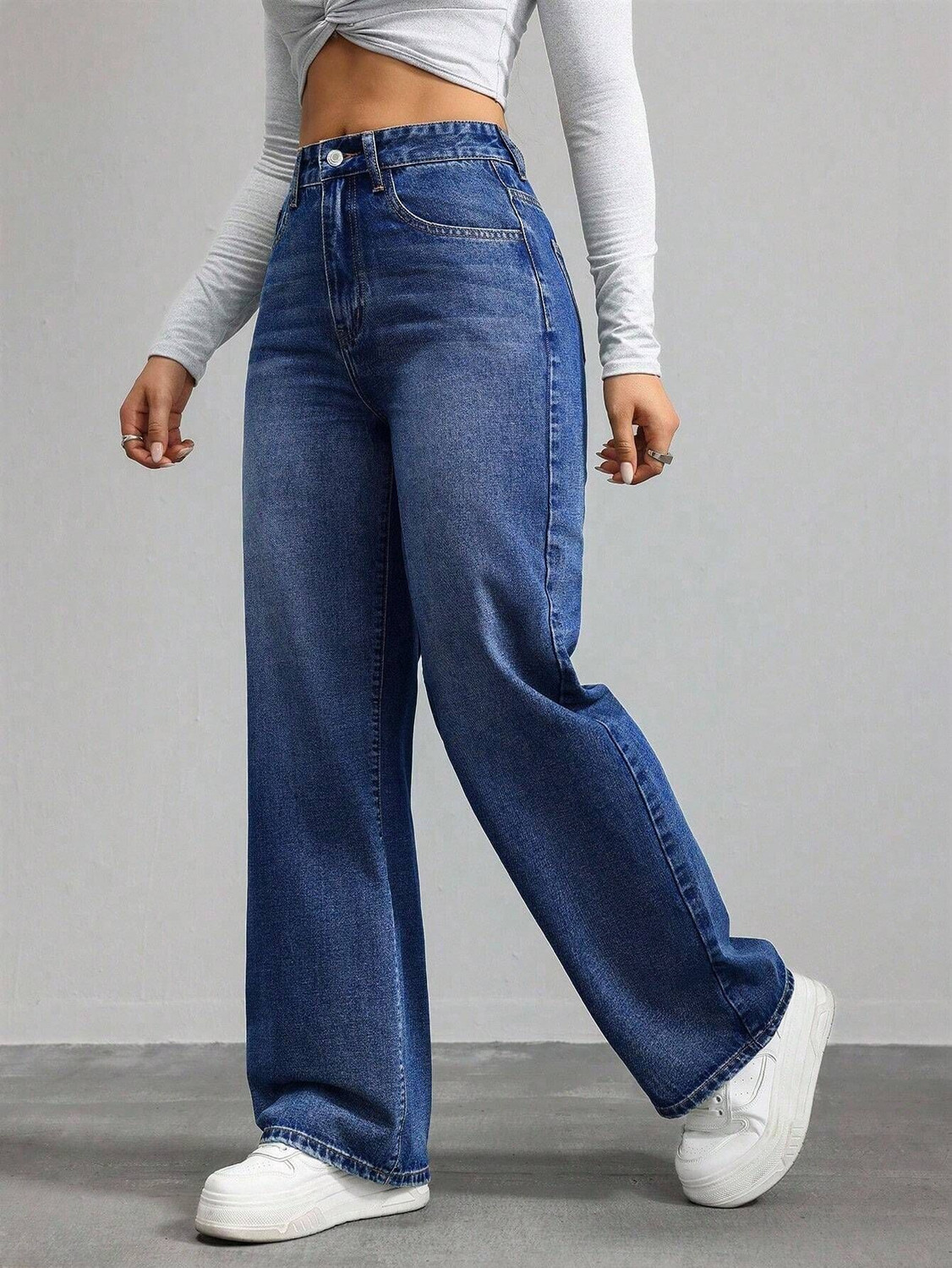 Image of YMT Straight Fit Women Dark Blue Jeans