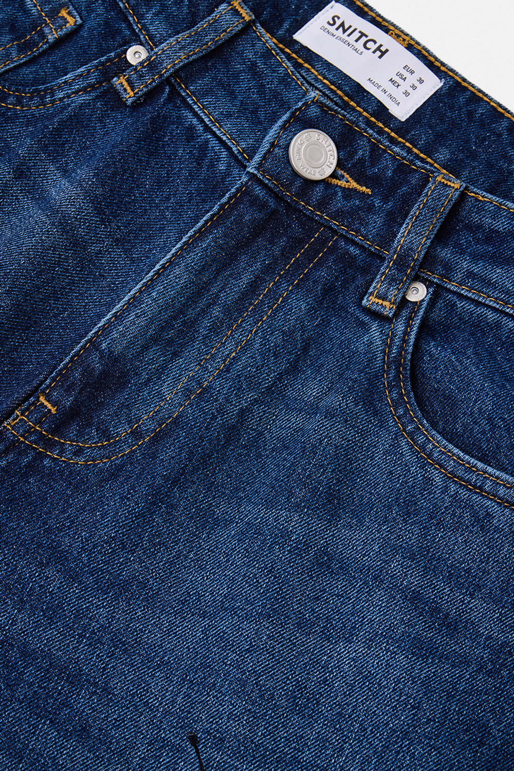 Image of Snitch Men Straight Fit Mid Rise Dark Blue Jeans